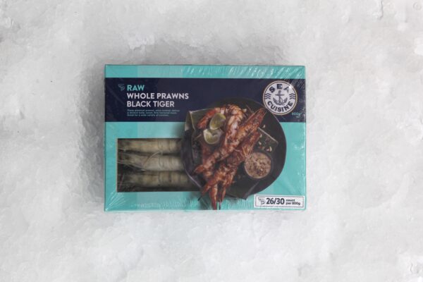 Whole Raw Black Tiger Prawns (26/30) 800g - Frozen